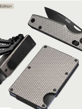 RIDGE WALLET | GUILLOCHE’ TITANIUM w/TRACKER CARD & COIN TRAY (FREEDOM BUNDLE)